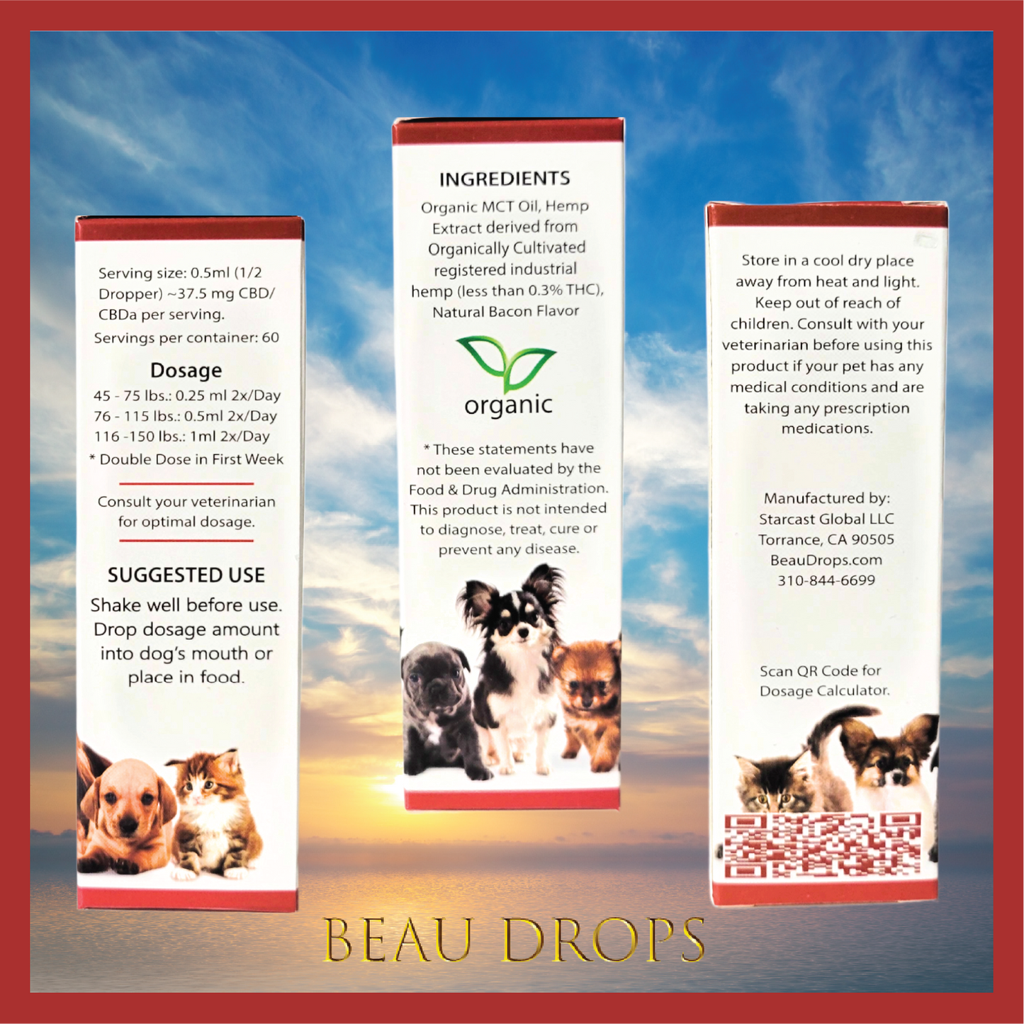 Beau Drops Full Spectrum Whole Hemp Extract, Bacon Flavor