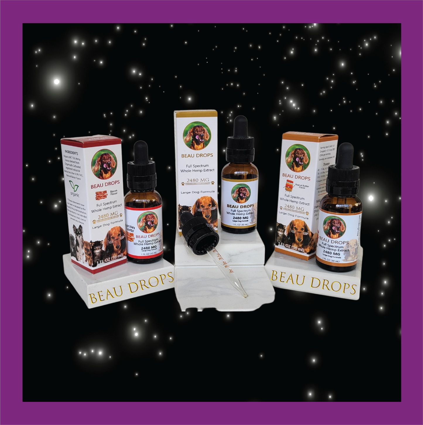 Beau Drops Full Spectrum Whole Hemp Extract, Bacon Flavor