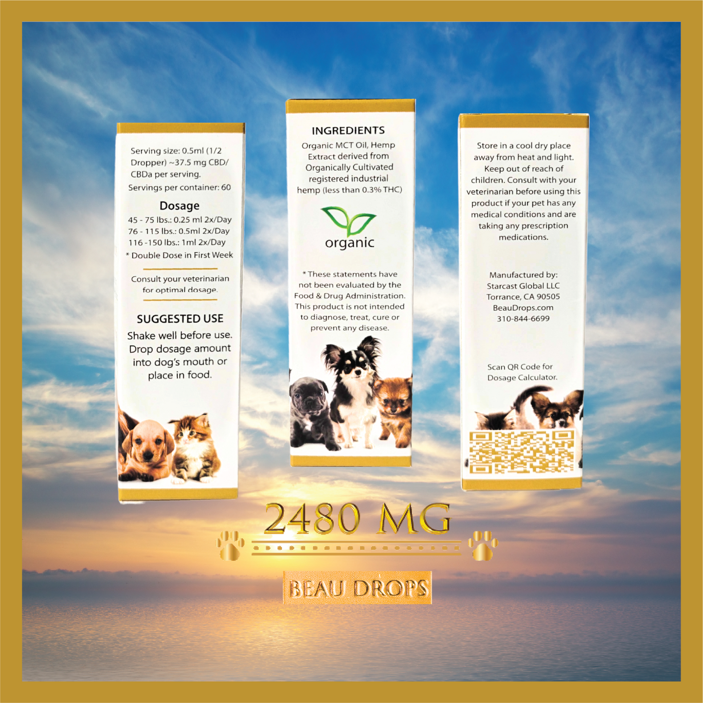Beau Drops Full Spectrum Whole Hemp Extract, Natural - Personalized