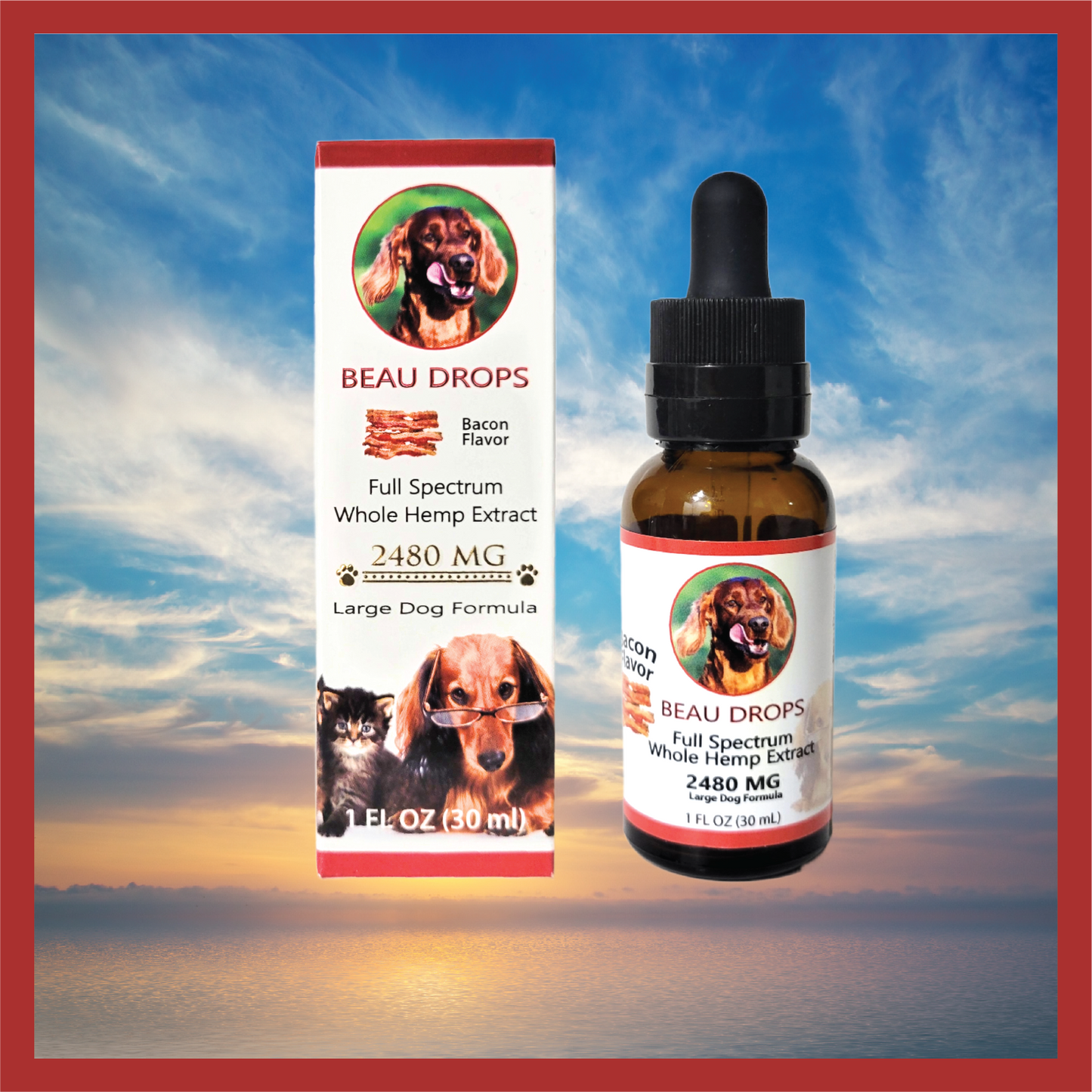 Beau Drops Full Spectrum Whole Hemp Extract, Bacon Flavor - Personalized