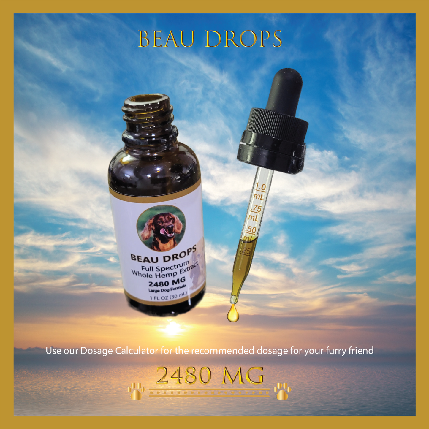 Beau Drops Full Spectrum Whole Hemp Extract, Natural - Personalized