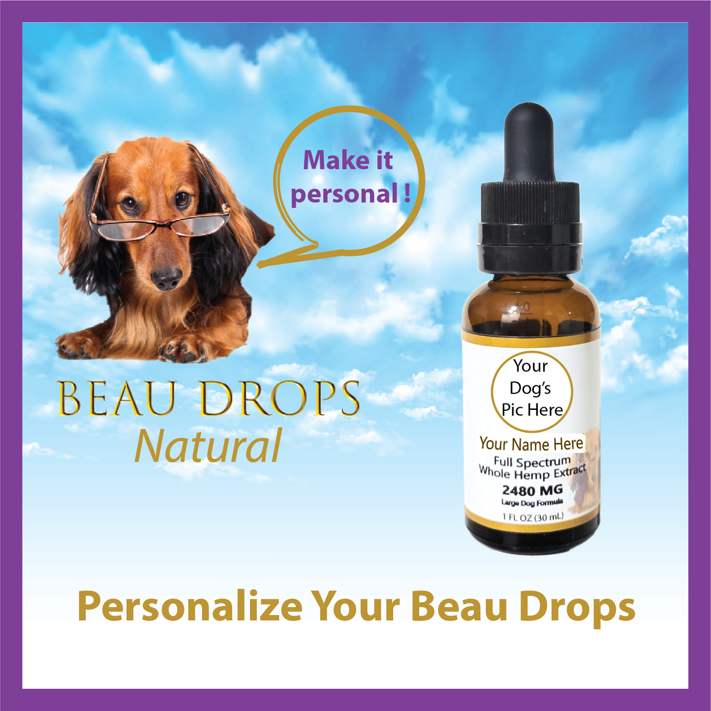 Beau Drops Full Spectrum Whole Hemp Extract, Natural