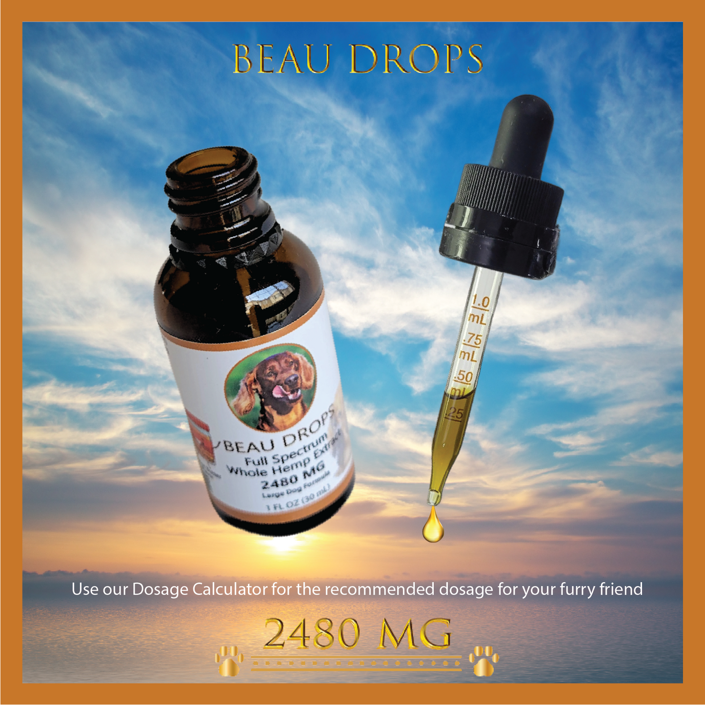 Beau Drops Full Spectrum Whole Hemp Extract, Peanut Butter Flavor